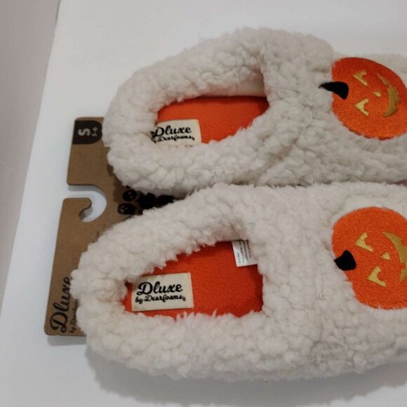 Dluxe By Dearfoams Women's Pumpkin Slide Slippers Cream - SIZE S (5-6) - Picture 8 of 9